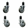 Service Caster 4'' Gray Poly Wheel Swivel 1-3/4'' Expanding Stem Caster Set 2 Brakes, 4PK SCC-EX20S414-PPUB-2-TLB-2-134